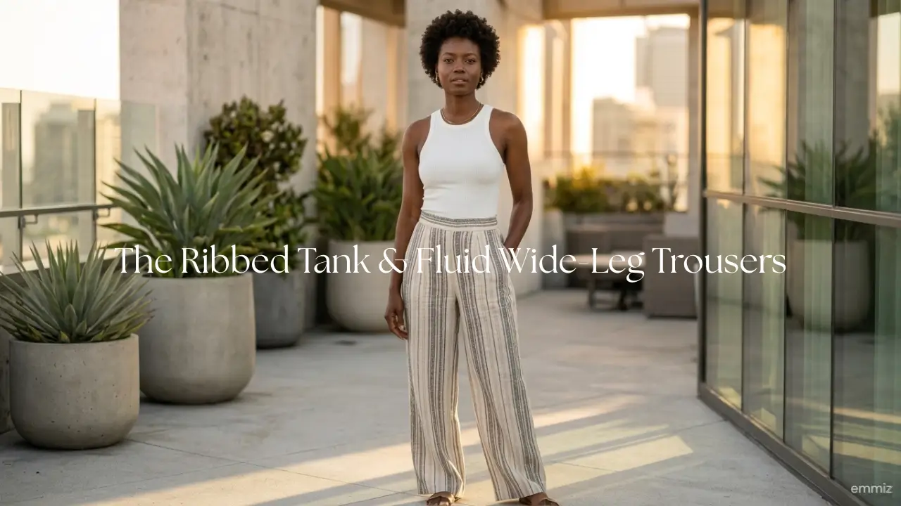 The Ribbed Tank & Fluid Wide-Leg Trousers