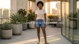 The Sweater Vest & Denim Cut-offs